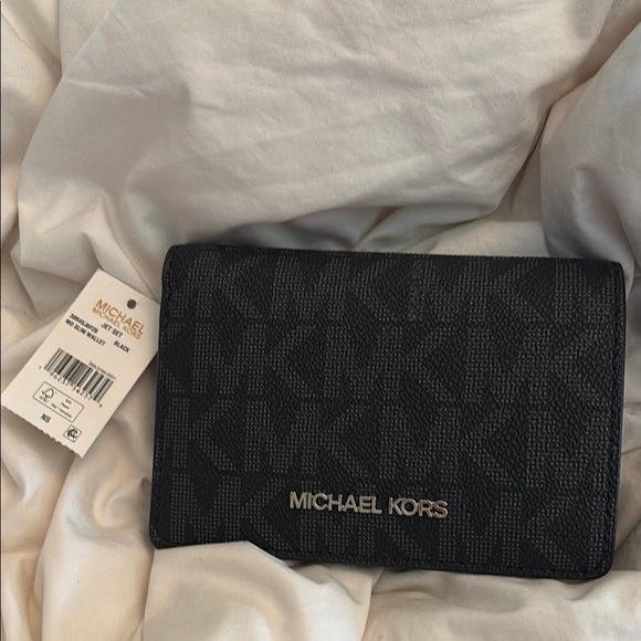 Michael Kors jet set many pocket leather Textured Black Wallet - Picture 1 of 11